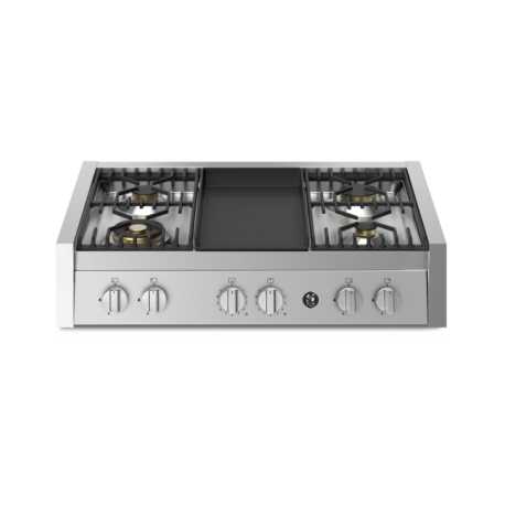 TABLE DE CUISSON À GAZ À POSER STEEL CUCINE SÉRIE GENESI 4 BRÛLEURS + FRYTOP