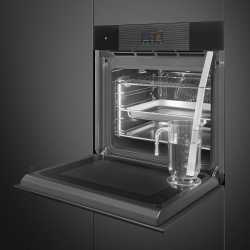 SMEG SO6104APB3 EINBAU KOMPAKT-MIKROWELLEN BACKOFEN DESIGNLINIE LINEA PURE BLACK
