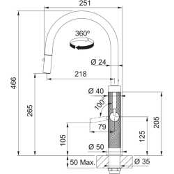 FRANKE MYTHOS MASTERPIECE GRIFO MONOCOMANDO PARA FREGADERO ACERO INOXIDABLE ANTRACITAantracita