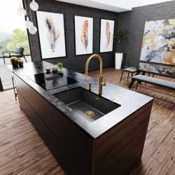 FRANKE MYTHOS MASTERPIECE MISCELATORE MONOCOMANDO CON DOCCETTA ESTRAIBILE ACCIAIO INOX GOLD