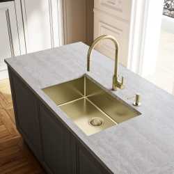 FRANKE MYTHOS EOS NEO ROBINET MITIGEUR MONOCOMMANDE AVEC DOUCHETTE EXTRACTIBLE ACIER INOX GOLD
