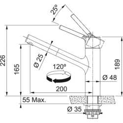 FRANKE MYTHOS TAROS NEO GRIFO MONOCOMANDO PARA FREGADERO ACERO INOXIDABLE SATINADO