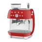 SMEG 50er JAHRE RETRO STIL ESPRESSO-KAFFEEMASCHINE MIT MAHLWERK ROT SMEG 50er JAHRE RETRO STIL ESPRESSO-KAFFEEMASCHINE MIT MAHLWERK ROT