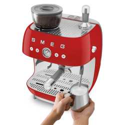 SMEG 50er JAHRE RETRO STIL ESPRESSO-KAFFEEMASCHINE MIT MAHLWERK ROT