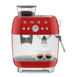SMEG 50er JAHRE RETRO STIL ESPRESSO-KAFFEEMASCHINE MIT MAHLWERK ROT