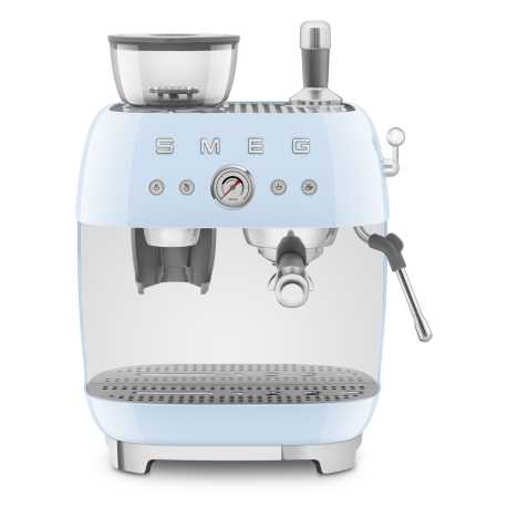 SMEG 50er JAHRE RETRO STIL ESPRESSO-KAFFEEMASCHINE MIT MAHLWERK PASTELLBLAU