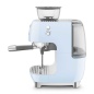 SMEG 50er JAHRE RETRO STIL ESPRESSO-KAFFEEMASCHINE MIT MAHLWERK PASTELLBLAU