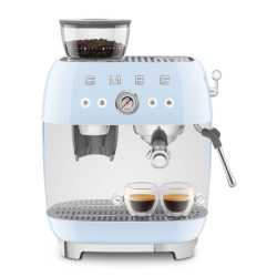 SMEG 50er JAHRE RETRO STIL ESPRESSO-KAFFEEMASCHINE MIT MAHLWERK PASTELLBLAU
