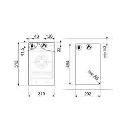 SMEG DOMINO GAS HOB PGF31G-1 - 30 CM