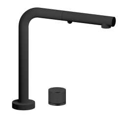 SCHOCK AQUADOUBLE KITCHEN SINK MIXER TAP WITH KNOB AND PULL OUT SPRAY MATT BLACK