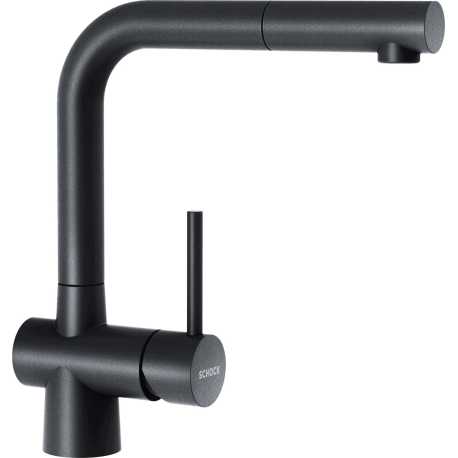 SCHOCK LAIOS SINGLE LEVER SINK MIXER TAP WITH PULL OUT SPRAY STAINLESS STEEL MATT BLACK