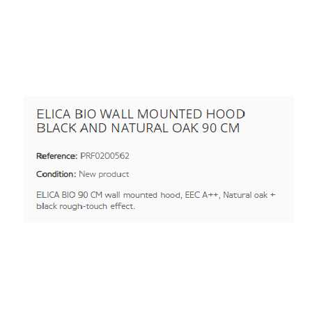 ELICA BIO WALL MOUNTED HOOD BLACK AND NATURAL OAK 90 CM