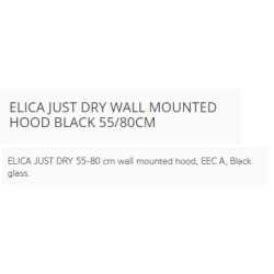 ELICA JUST DRY WALL MOUNTED HOOD BLACK 55/80CM