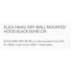 ELICA HAIKU DRY WALL MOUNTED HOOD BLACK 60/90 CM