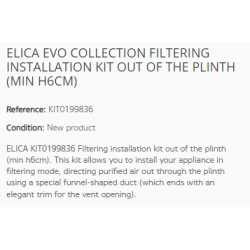 ELICA EVO COLLECTION FILTERING INSTALLATION KIT OUT OF THE PLINTH (MIN H6CM)