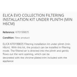 ELICA EVO COLLECTION FILTERING INSTALLATION KIT UNDER PLINTH (MIN H6CM)