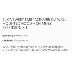 CAPPA A PARETE ELICA SWEET EMBRACE/A/85 CM + KIT ESTENSIONE CAMINO CLASSE A