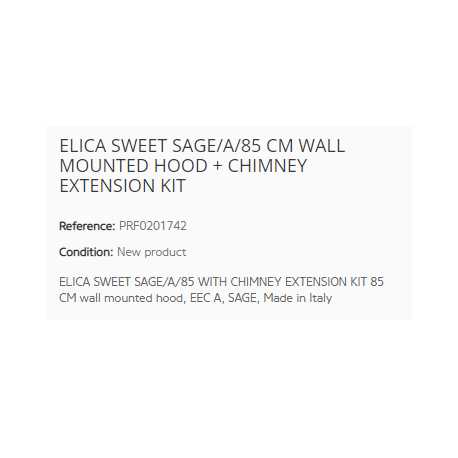 ELICA SWEET SAGE/A/85 CM + KAMIN ERWEITERUNGSSATZ WANDHAUBE EEK A