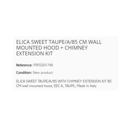 ELICA HOTTE DÉCORATIVE MURALE SWEET TAUPE/A/85 CM + KIT EXTENSION CHEMINÉE CL. A