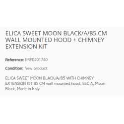 ELICA HOTTE DÉCORATIVE MURALE SWEET MOON BLACK/A/85 CM + KIT EXTENSION CHEMINÉE CL. A