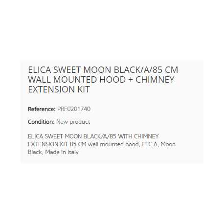 CAPPA A PARETE ELICA SWEET MOON BLACK/A/85 CM + KIT ESTENSIONE CAMINO CLASSE A
