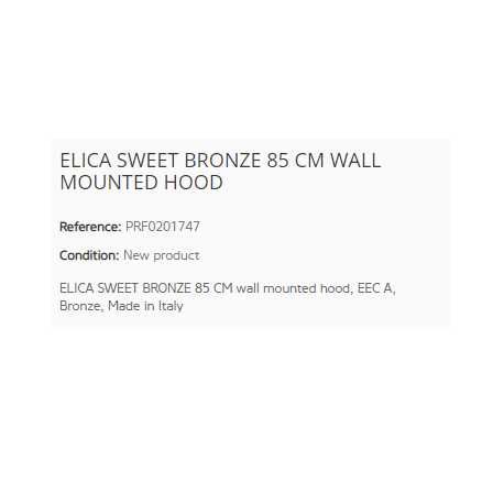 ELICA SWEET BRONZE WANDHAUBE 85 CM EEK A
