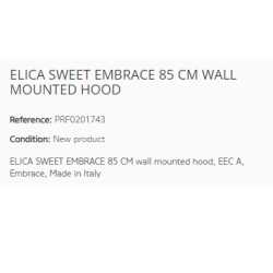 ELICA HOTTE DÉCORATIVE MURALE SWEET EMBRACE 85 CM CL. A