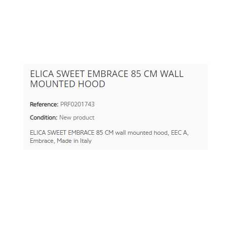 ELICA SWEET EMBRACE WANDHAUBE 85 CM EEK A