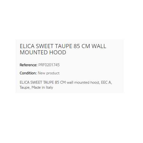 ELICA SWEET TAUPE 85 CM WALL MOUNTED HOOD