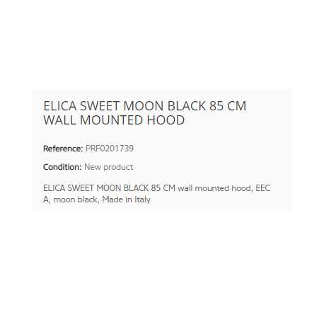 CAPPA A PARETE ELICA SWEET MOON BLACK 85 CM CLASSE A