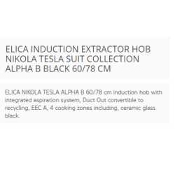 ELICA INDUCTION EXTRACTOR HOB NIKOLA TESLA SUIT COLLECTION ALPHA B BLACK 60/78 CM