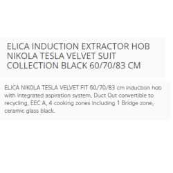 ELICA INDUCTION EXTRACTOR HOB NIKOLA TESLA VELVET SUIT COLLECTION BLACK 60/70/83 CM