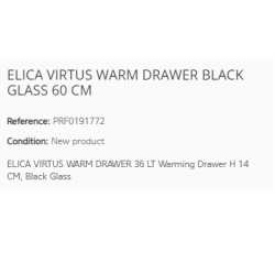 ELICA VIRTUS WARM DRAWER BLACK GLASS 60 CM
