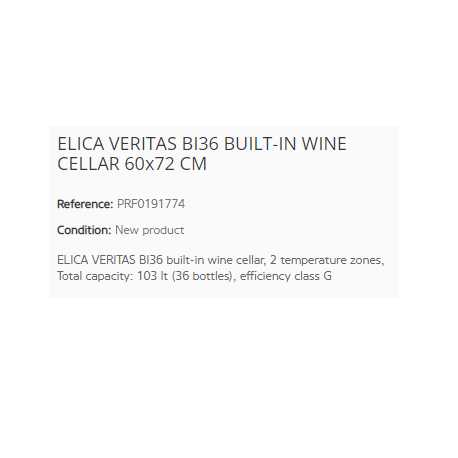 ELICA VERITAS BI36 BUILT-IN WINE CELLAR 60x72 CM