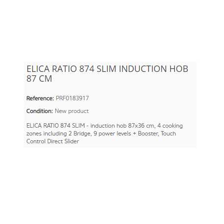ELICA RATIO 874 SLIM INDUCTION HOB 87 CM