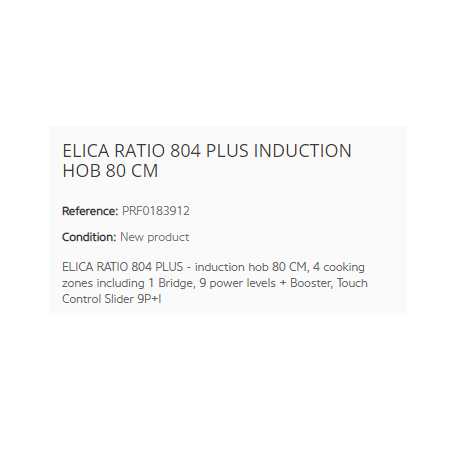 ELICA RATIO 804 PLUS PIANO COTTURA A INDUZIONE 80 CM ELICA RATIO 804 PLUS PIANO COTTURA A INDUZIONE 80 CM