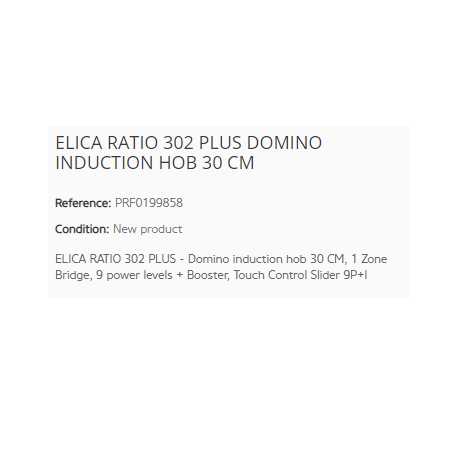 ELICA RATIO 302 PLUS DOMINO INDUCTION HOB 30 CM