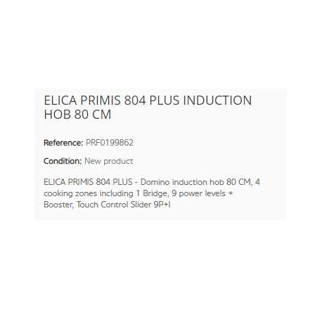 ELICA PRIMIS 804 PLUS INDUCTION HOB 80 CM