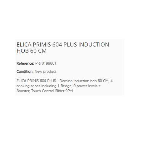 ELICA PRIMIS 604 PLUS PIANO COTTURA A INDUZIONE 60 CM