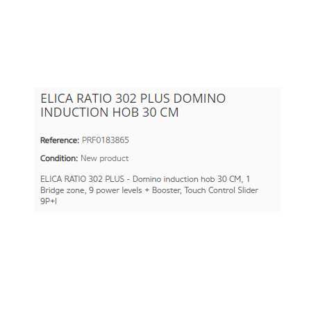 ELICA RATIO 302 PLUS DOMINO INDUCTION HOB 30 CM