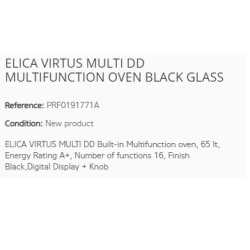 ELICA VIRTUS MULTI DD MULTIFUNCTION OVEN BLACK GLASS