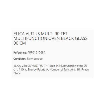 ELICA VIRTUS MULTI 90 TFT EINBAUBACKOFEN SCHWARZ 90 CM