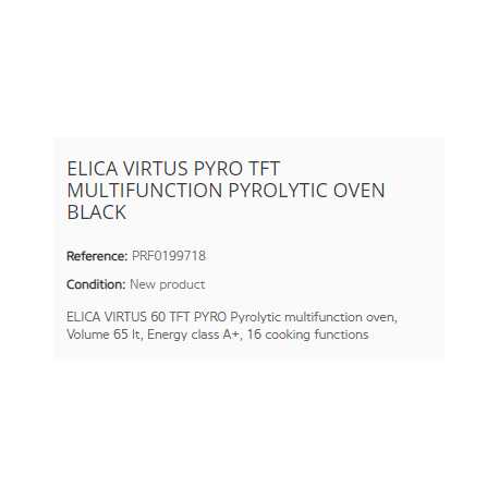 ELICA VIRTUS PYRO TFT PYROLYTISCHER MULTIFUNKTIONSOFEN SCHWARZ