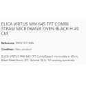 ELICA VIRTUS MW 645 TFT COMBI STEAM MICROWAVE OVEN BLACK H 45 CM