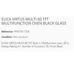 ELICA VIRTUS MULTI 60 TFT MULTIFUNCTION OVEN BLACK GLASS