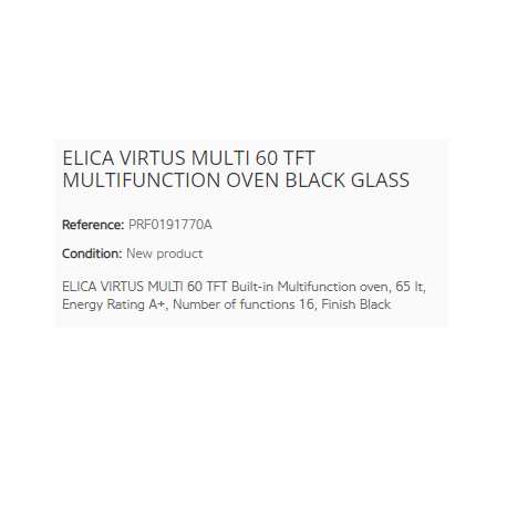 ELICA VIRTUS MULTI 60 TFT MULTIFUNCTION OVEN BLACK GLASS