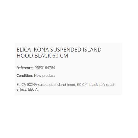 ELICA IKONA SUSPENDED ISLAND HOOD BLACK 60 CM