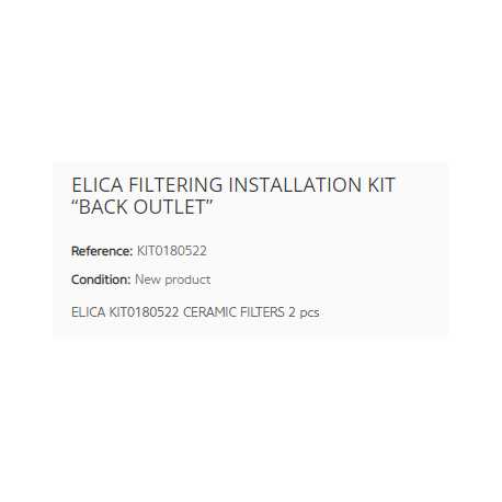 ELICA KIT DE INSTALACIÓN FILTRANTE SALIDA POSTERIOR “BACK OUTLET”