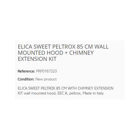ELICA HOTTE DÉCORATIVE MURALE SWEET PELTROX 85 CM + KIT EXTENSION CHEMINÉE CL. A