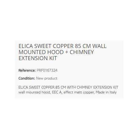 ELICA SWEET COPPER WANDHAUBE 85 CM + KAMIN ERWEITERUNGSSATZ EEK A